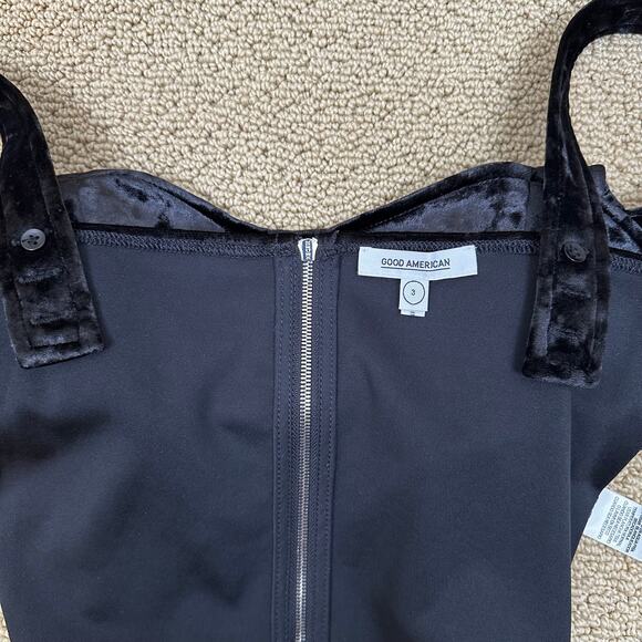 Good American The After Hours Cropped Velvet Bustier Black Size 3 or Lg Coquette - Picture 5 of 9